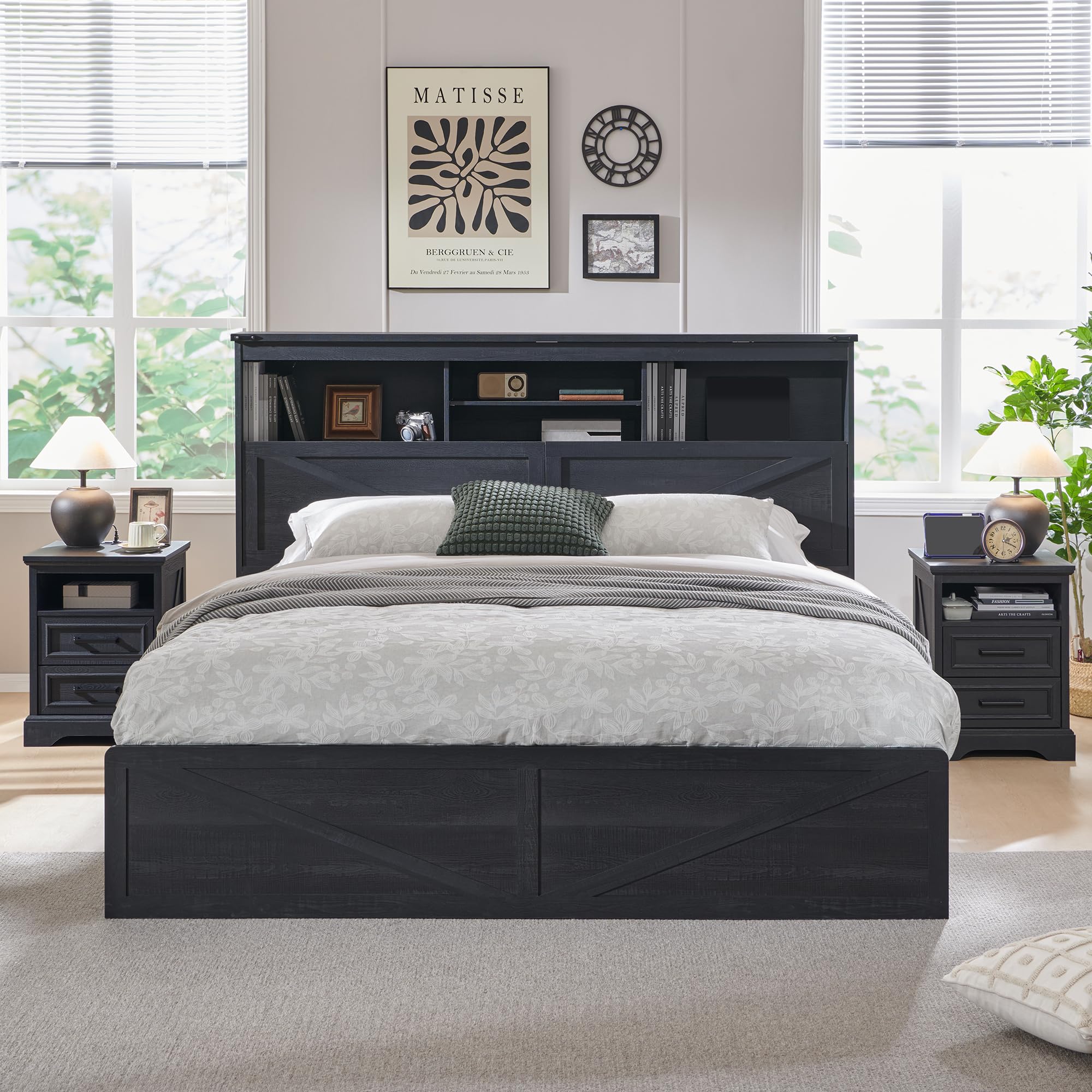 Farmhouse King Size Bed Frame  - King Size Bed Frame With Storage Drawers review and price