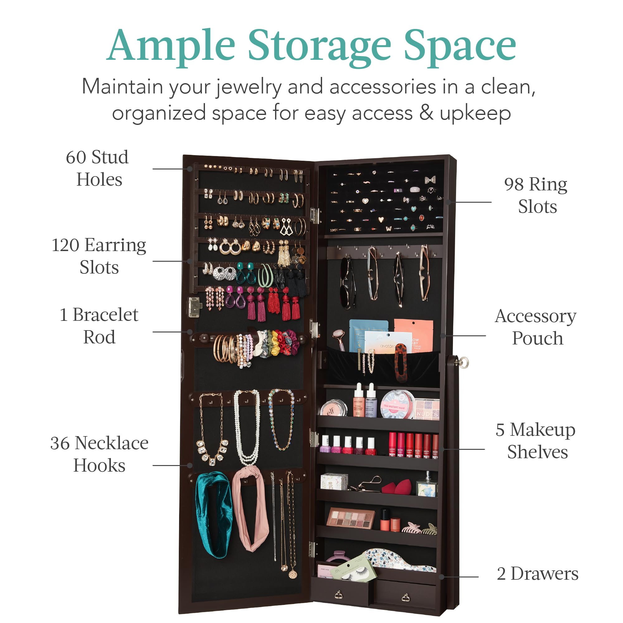 Freestanding Jewelry Armoire C - Full Length Mirror Jewelry Armoire review and price